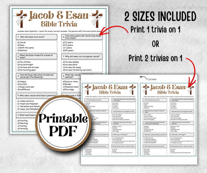 Jacob and Esau Trivia, Holiday Party, Old Testament Trivia, Church Lesson, Bible Study riddle, Bible Camp, womens retreat group, Youth group