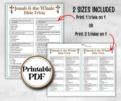 Jonah and the Whale Trivia, Holiday Party, Old Testament Trivia, Church Lesson, Bible Study riddle, Bible Camp, womens retreat group, youth