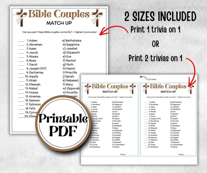 Bible Couples Trivia, Sunday School, Bible Study riddles, Holiday Party Games, Bible Camp, womens retreat group, preschool church curriculum
