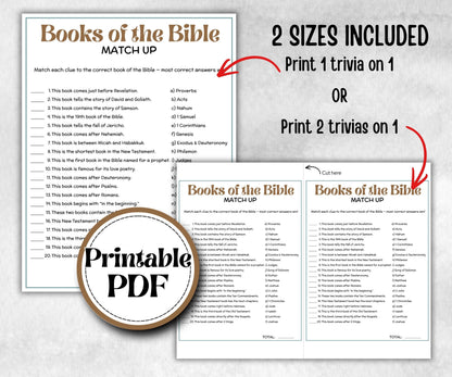 Books of the Bible Trivia, Sunday School, Bible Study riddles, Holiday Party Games, Bible Camp, womens retreat group, preschool  curriculum