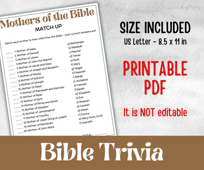Women of the Bible Trivia, Sunday School, Bible Study riddles, Holiday Party Games, Bible Camp, womens retreat group, preschool curriculum