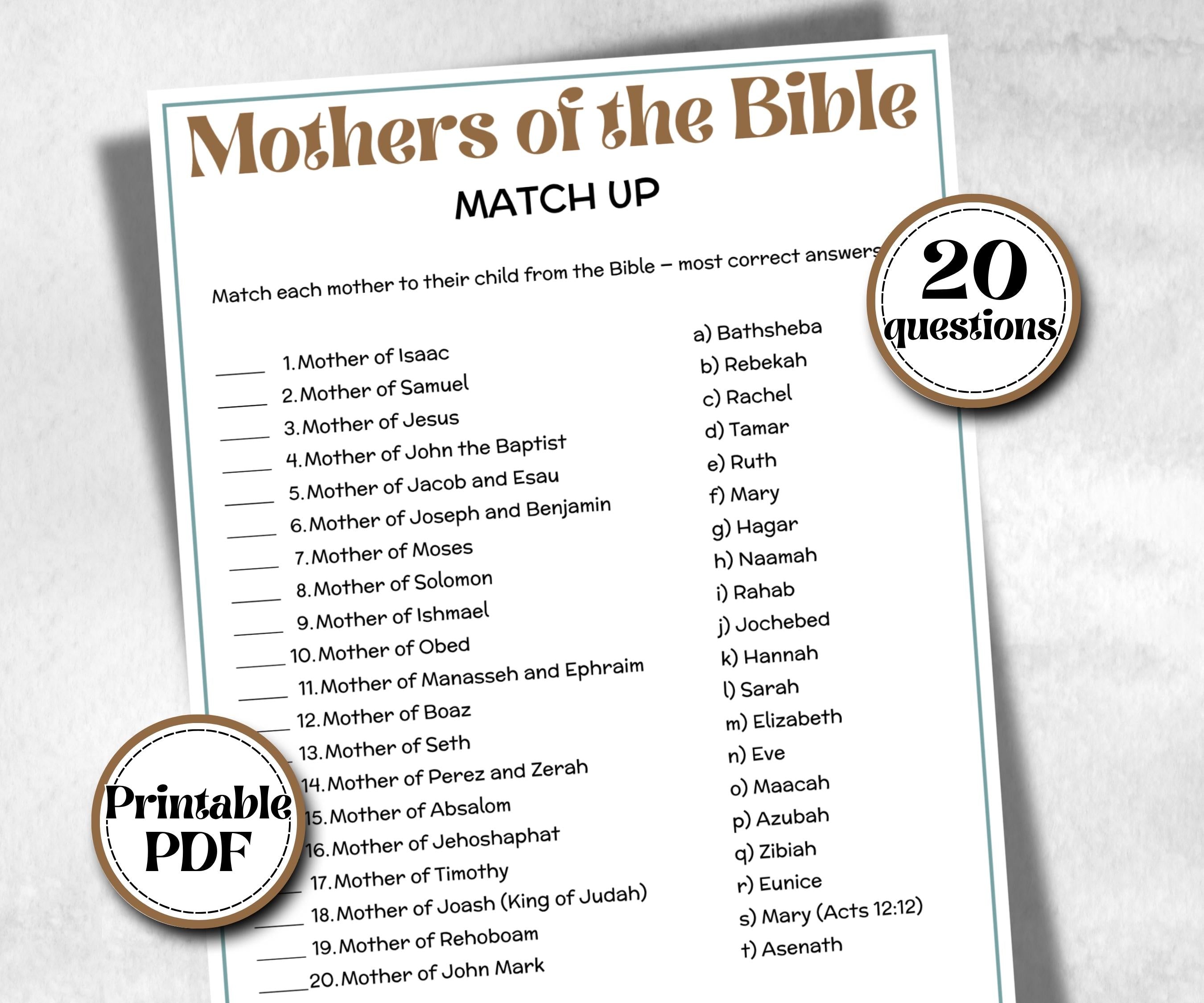 Women of the Bible Trivia, Sunday School, Bible Study riddles, Holiday Party Games, Bible Camp, womens retreat group, preschool curriculum