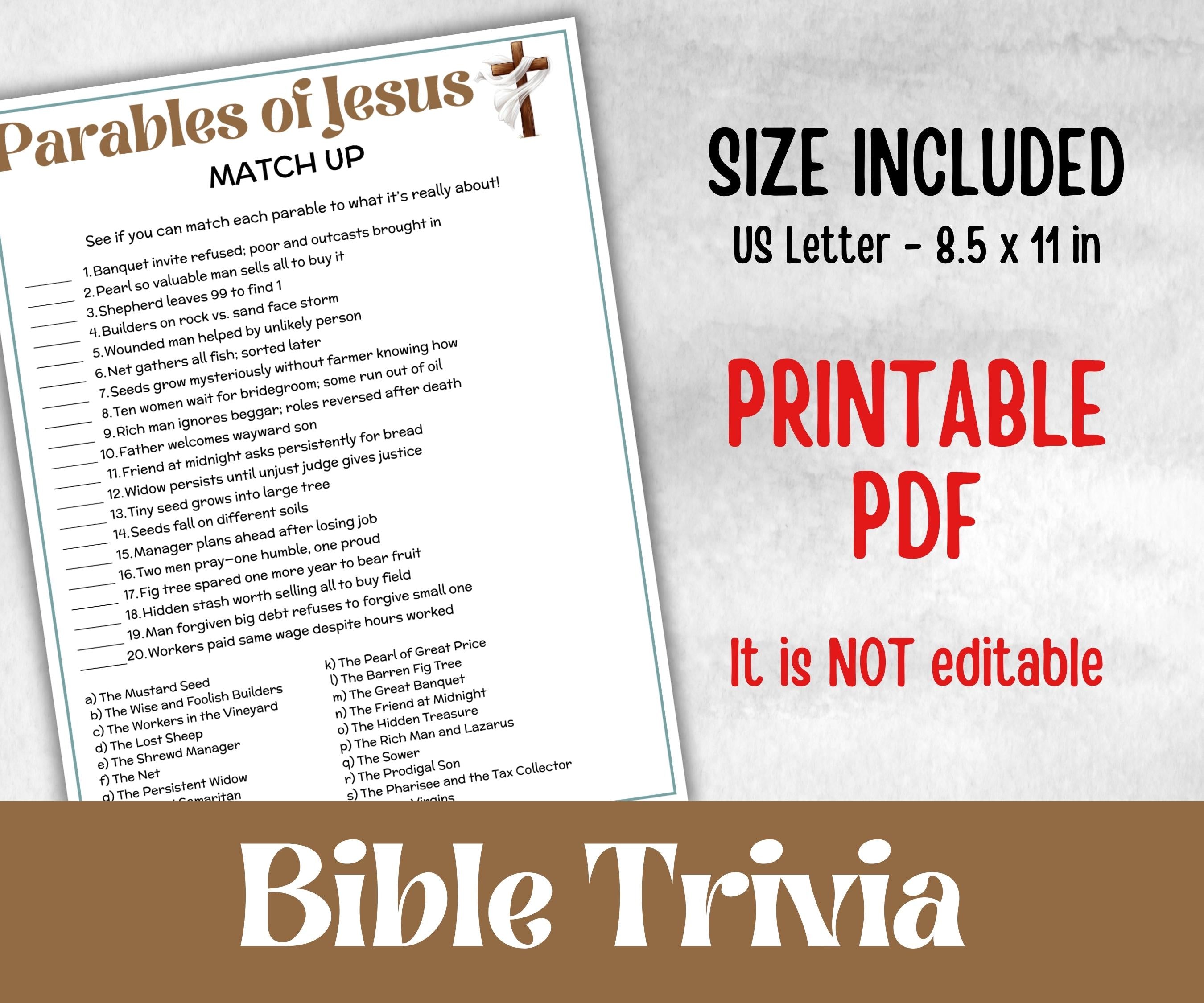 Women of the Bible Trivia, Sunday School, Bible Study riddles, Holiday Party Games, Bible Camp, womens retreat group, preschool curriculum