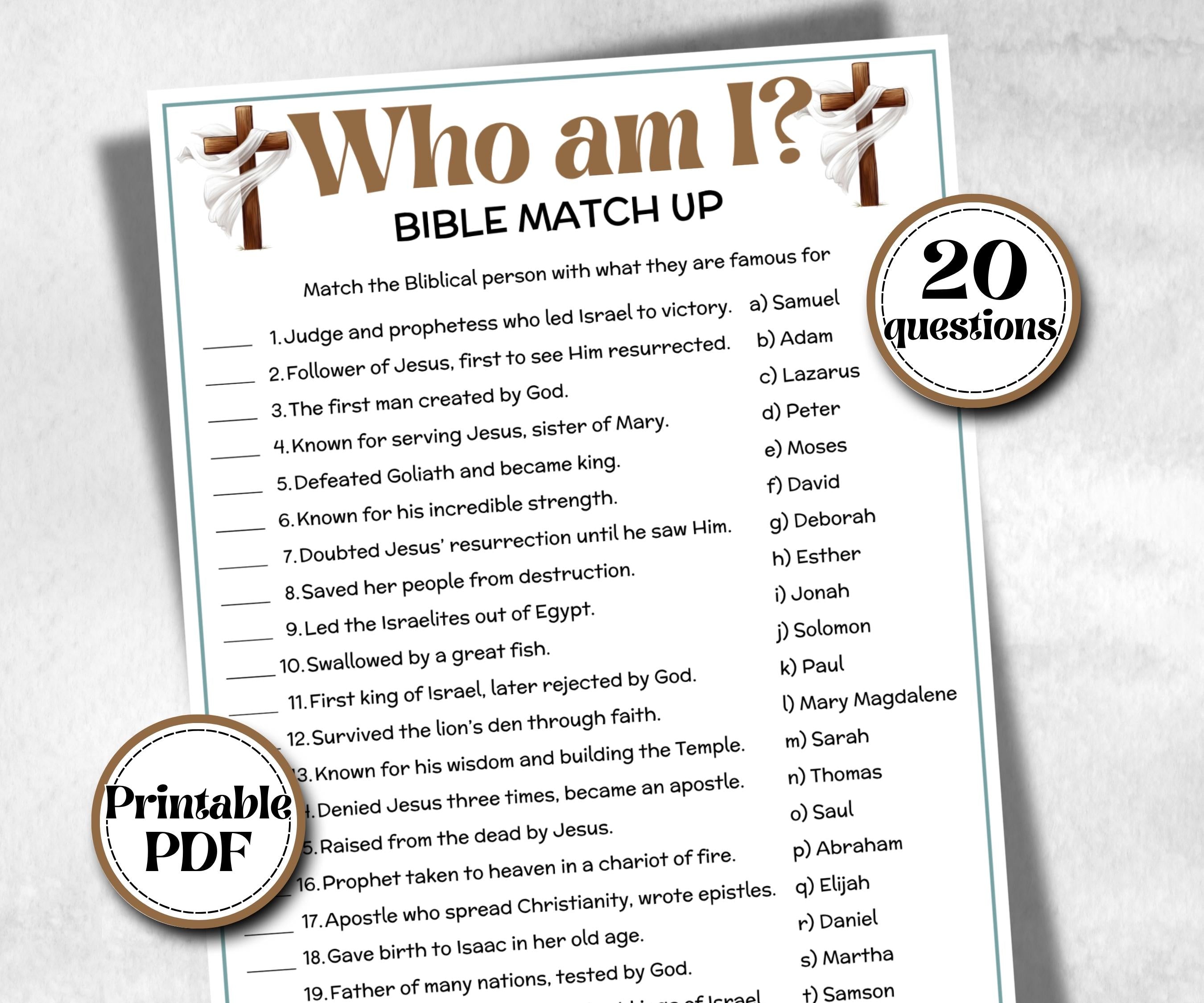 Women of the Bible Trivia, Sunday School, Bible Study riddles, Holiday Party Games, Bible Camp, womens retreat group, preschool curriculum
