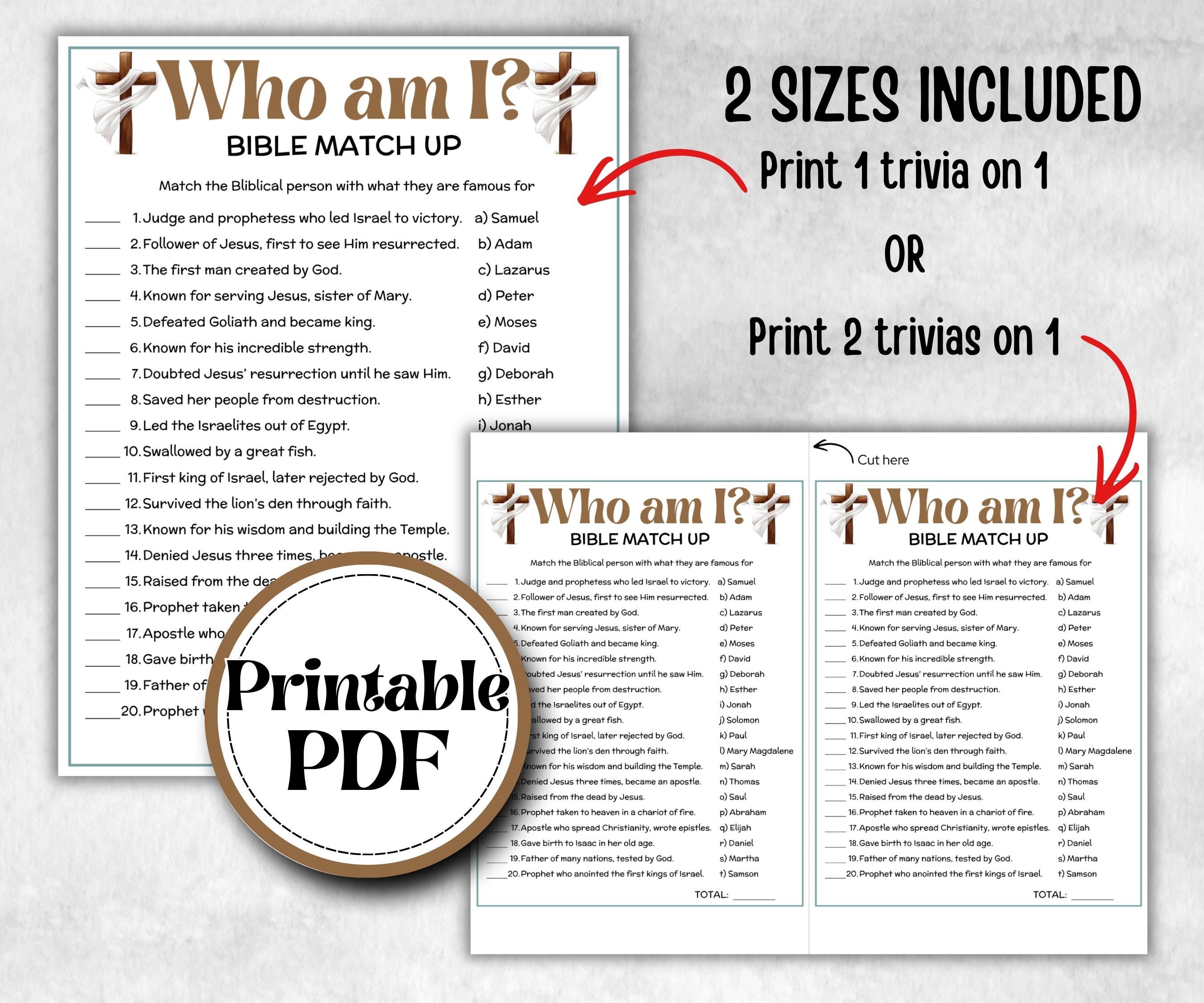 Women of the Bible Trivia, Sunday School, Bible Study riddles, Holiday Party Games, Bible Camp, womens retreat group, preschool curriculum