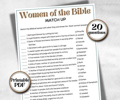 Women of the Bible Trivia, Sunday School, Bible Study riddles, Holiday Party Games, Bible Camp, womens retreat group, preschool curriculum