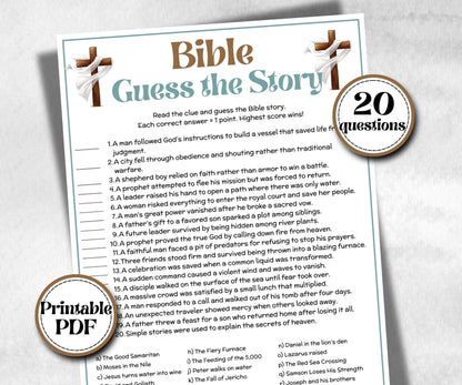 Guess The Story Trivia, Sunday School, Bible Study riddles, Holiday Party Games, Bible Camp, womens retreat group, preschool curriculum
