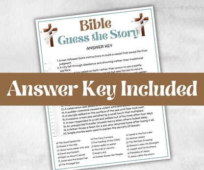 Guess The Story Trivia, Sunday School, Bible Study riddles, Holiday Party Games, Bible Camp, womens retreat group, preschool curriculum