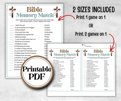 Bible Memory Match Trivia, Sunday School, Bible Study riddles, Holiday Party Games, Bible Camp, womens retreat group, preschool curriculum