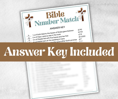 Bible Number Match Trivia, Sunday School, Bible Study riddles, Holiday Party Games, Bible Camp, womens retreat group, preschool curriculum