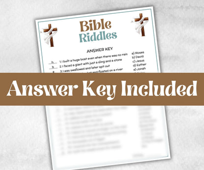 Bible Riddles Trivia, Sunday School, Bible Study riddles, Holiday Party, Bible Camp, womens retreat group, preschool curriculum