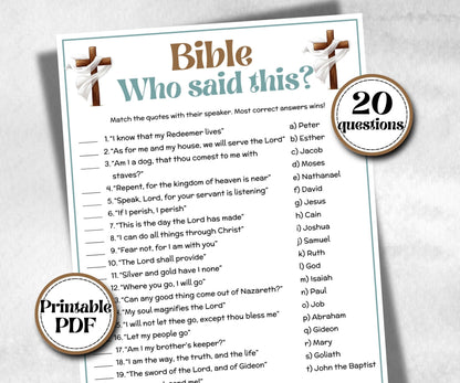 Who Said this trivia, Bible Study riddle, Holiday Bible Camp, womens retreat group, New Testament, Old Testament, Family Game Night party