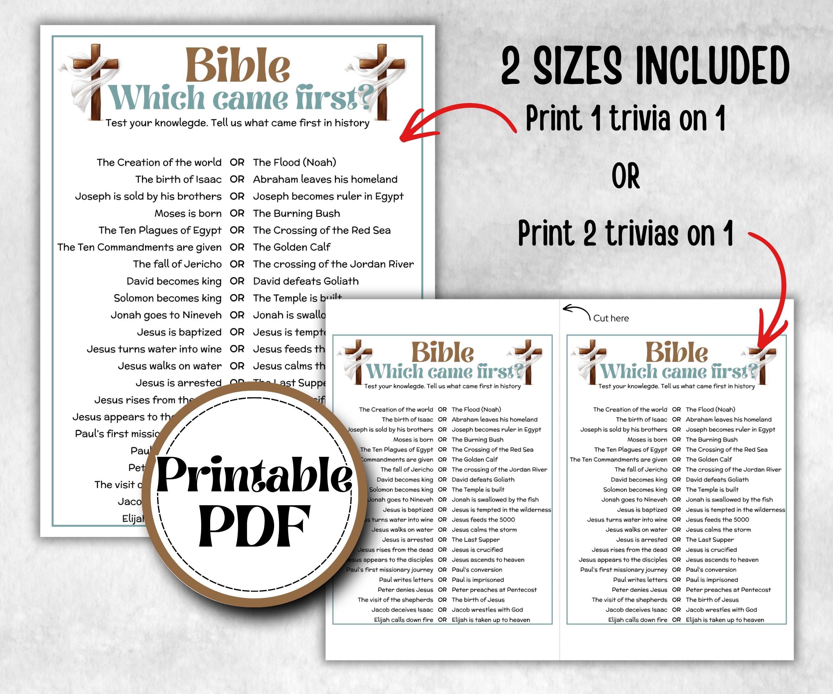 Bible Which Came First, Bible Study riddle, Holiday Bible Camp, womens retreat group, New Testament, Old Testament, Family Game Night party