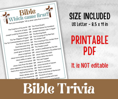 Bible Which Came First, Bible Study riddle, Holiday Bible Camp, womens retreat group, New Testament, Old Testament, Family Game Night party