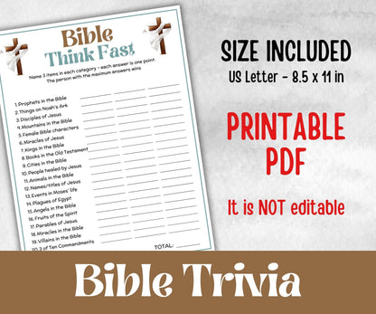 Bible Think Fast, Bible Study riddle, Holiday Bible Camp, womens retreat group, bible icebreaker, Family Game Night, characters, easter game