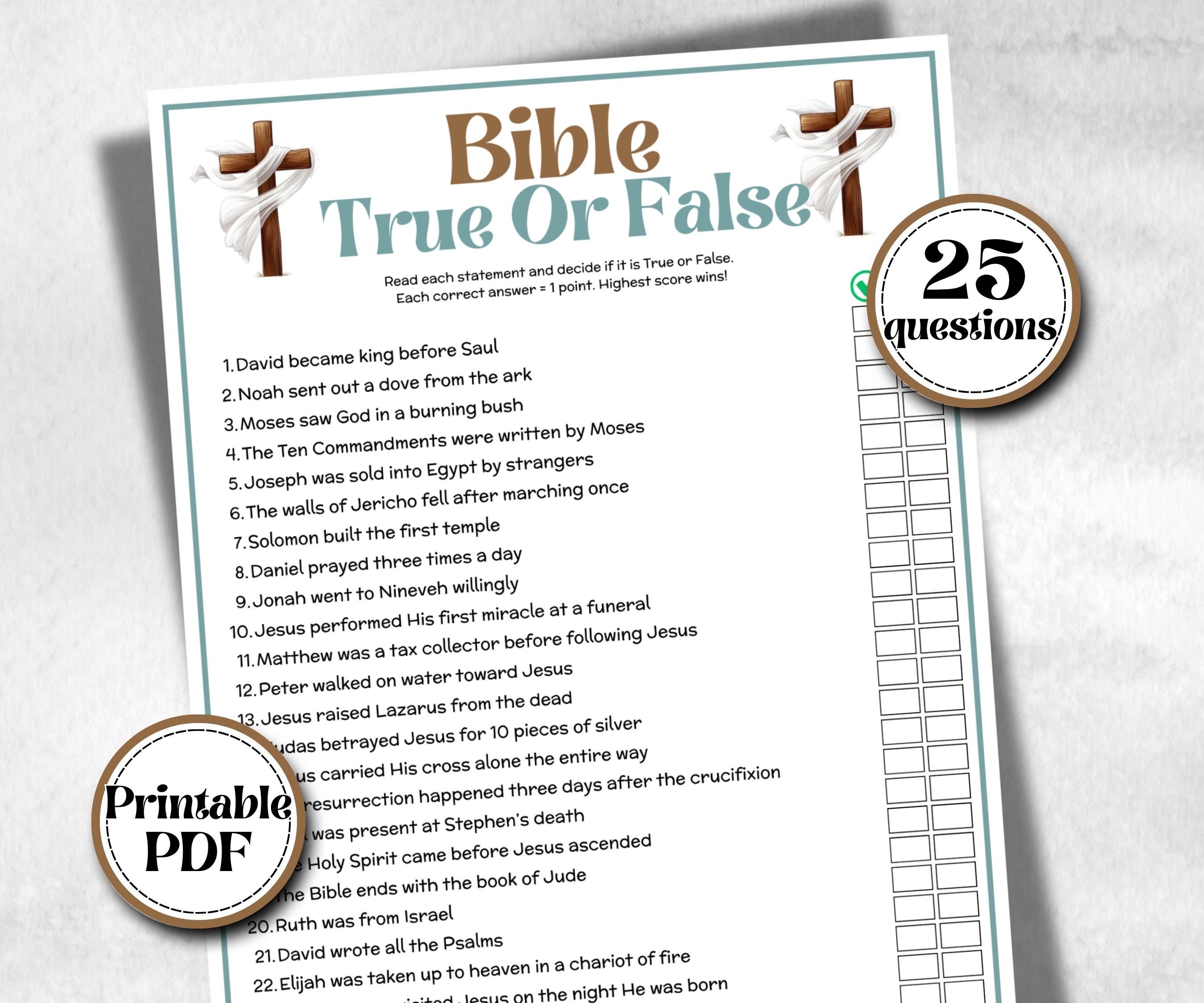 Bible True or False, Fact or Fiction, Holiday Bible Camp, womens retreat group, New Testament, Old Testament, Family Game Night, group party