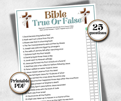 Bible True or False, Fact or Fiction, Holiday Bible Camp, womens retreat group, New Testament, Old Testament, Family Game Night, group party