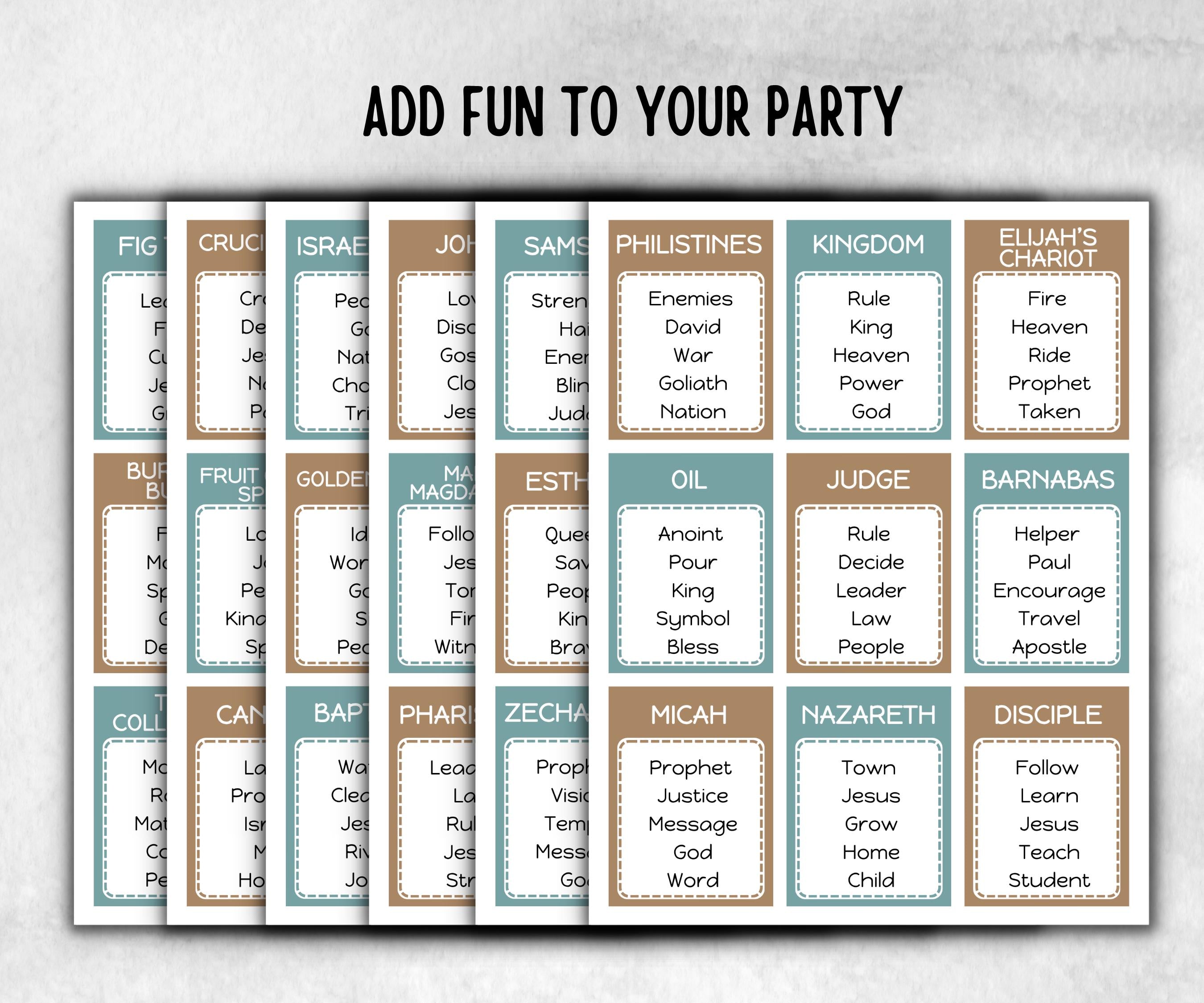 Bible Forbidden Words, Christian Game, Bible Verse, Cathloic Event, First Communion Game, Church Icebreaker game, Easter Activity, Christmas