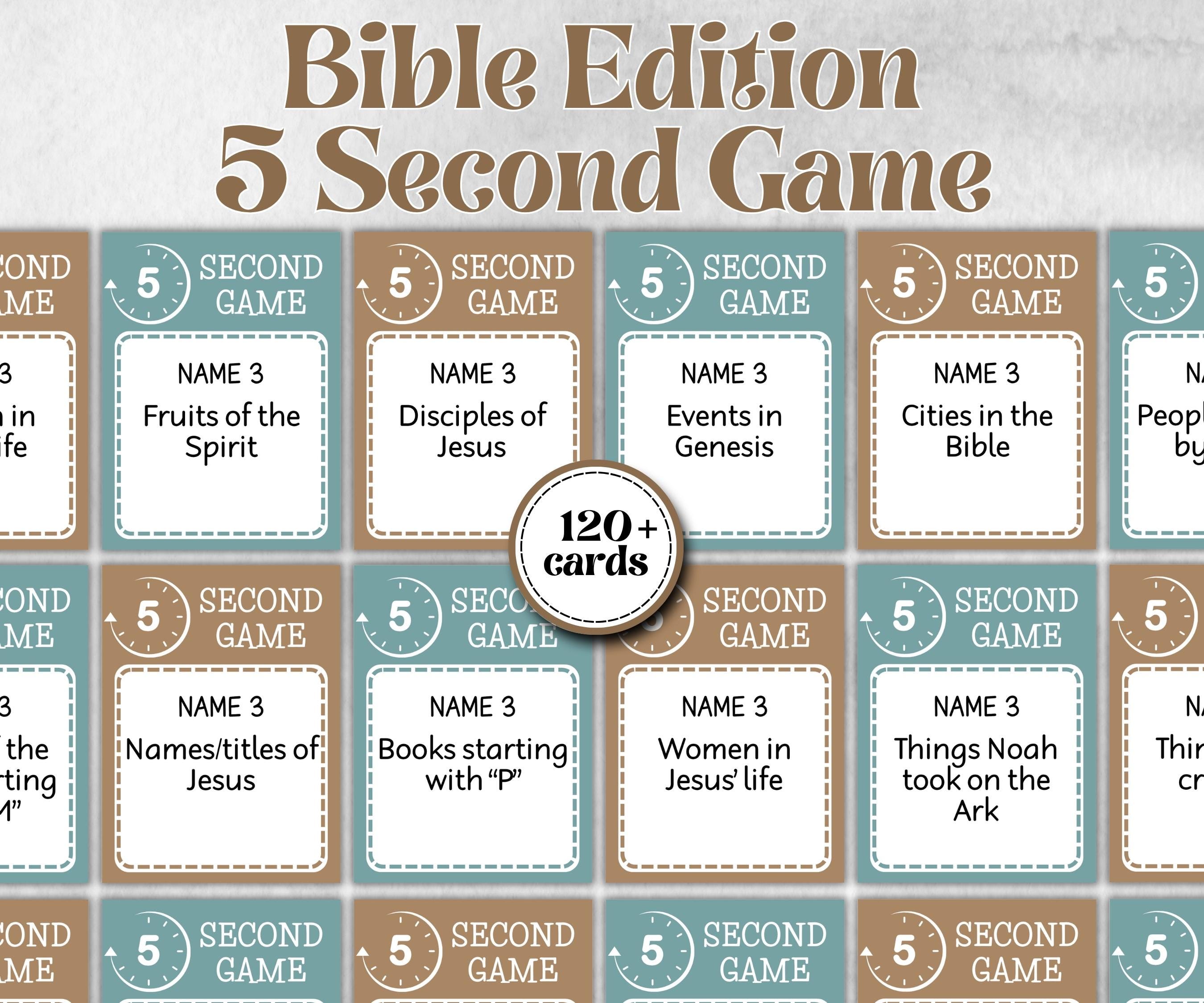 Bible 5 second game, Christian Five Second, Cathloic Event, First Communion Game, Church Icebreaker game, Easter Activity, Think Quick Fast