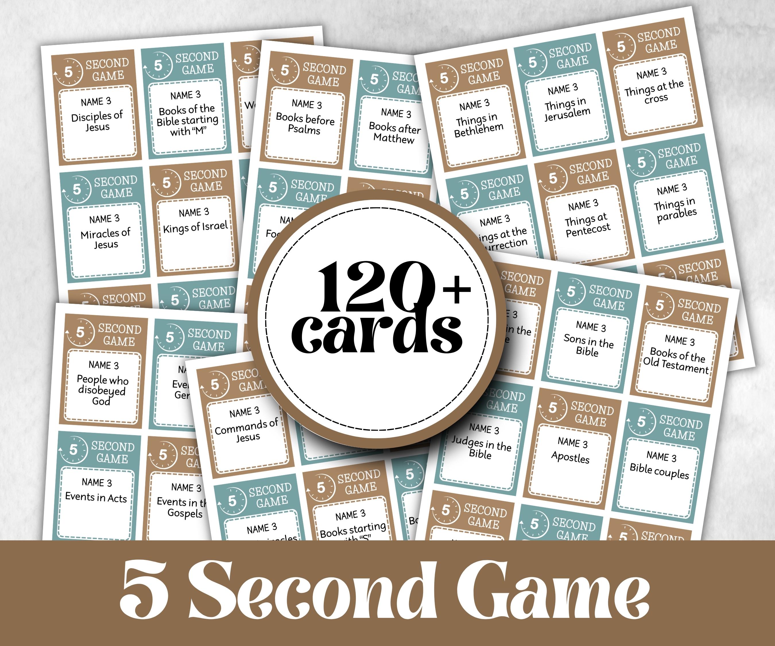 Bible 5 second game, Christian Five Second, Cathloic Event, First Communion Game, Church Icebreaker game, Easter Activity, Think Quick Fast