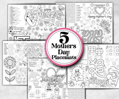 Mothers Day coloring Placemats, Daycare Printable, kids activity sheets, Mom Keepsake, Tea Party, Personalised Gift, Happy Mothers Day print
