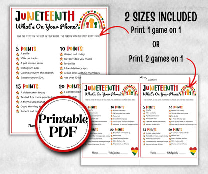Juneteenth Games Bundle, kids educational game, mix and mingle, word scramble, pass the prize, finish the phrase, word search, pride trivia