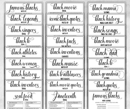 Black history Games Bundle, iconic tv shows quiz, family game night, office team building, african american, black independence, heritage