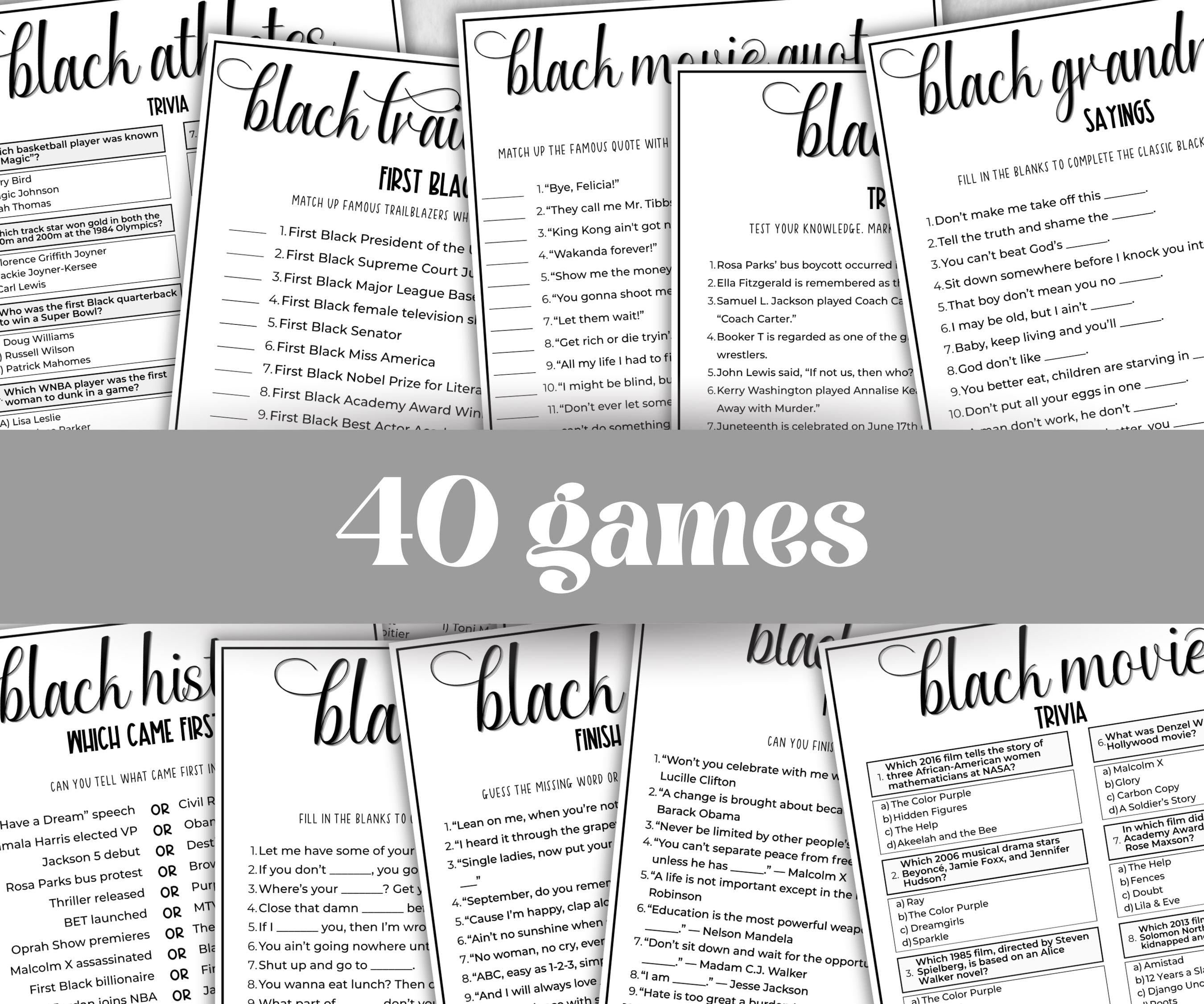 Black history Games Bundle, iconic tv shows quiz, family game night, office team building, african american, black independence, heritage