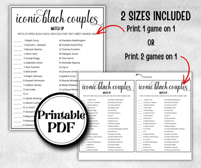 Iconic Black Couples Trivia, African American, Black Culture baby shower, Mommy to be, icebreaker activity, baby sprinkle, family game night
