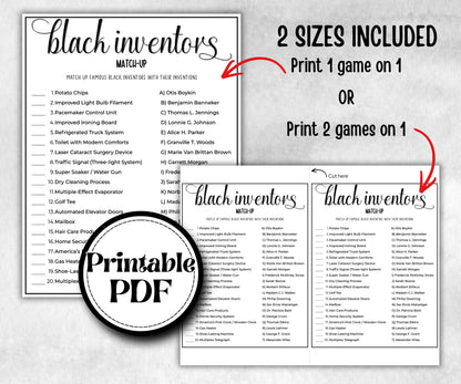 Black Inventors Match, African American, Black Culture riddle, Black birthday, icebreaker activity, community bbq picnic, classroom activity