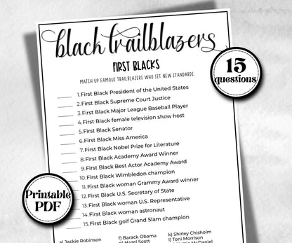 Black Trailblazers, African American, Black Culture, summer icebreaker party, community bbq, First blacks, educational classroom learning