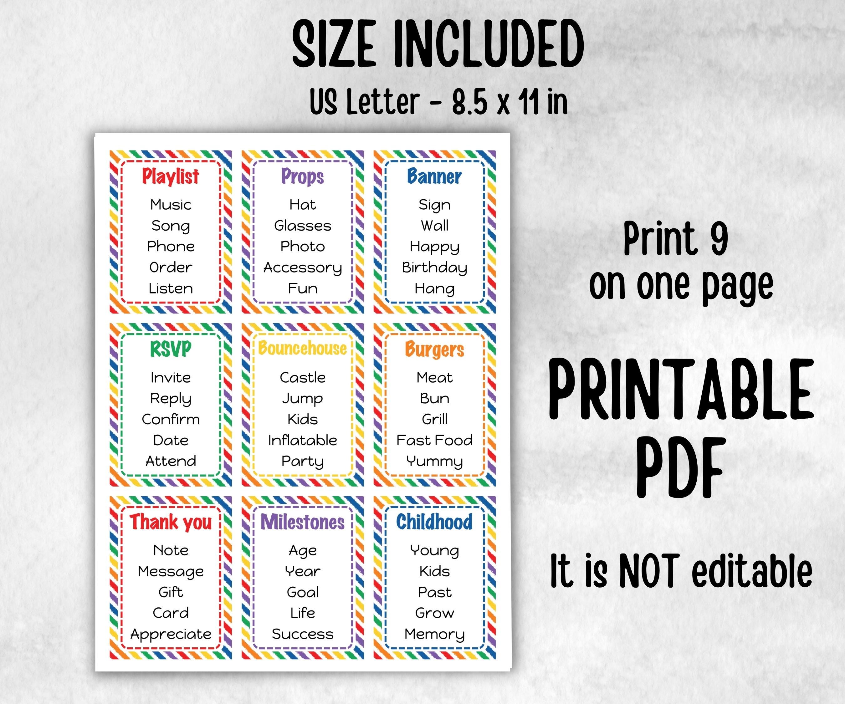 Birthday Forbidden Words, Boy Girl Birthday activity, Ice breaker trivia, Themed Party, Office Teambuilding, Coworker Celebration, Word Ban