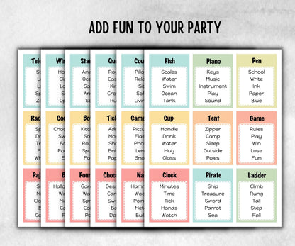 Kids Edition Forbidden Words, Boy Girl Birthday activity, Kindergarten esl activity kids, Word Ban, Daycare, Homeschool Activity, vocabulary