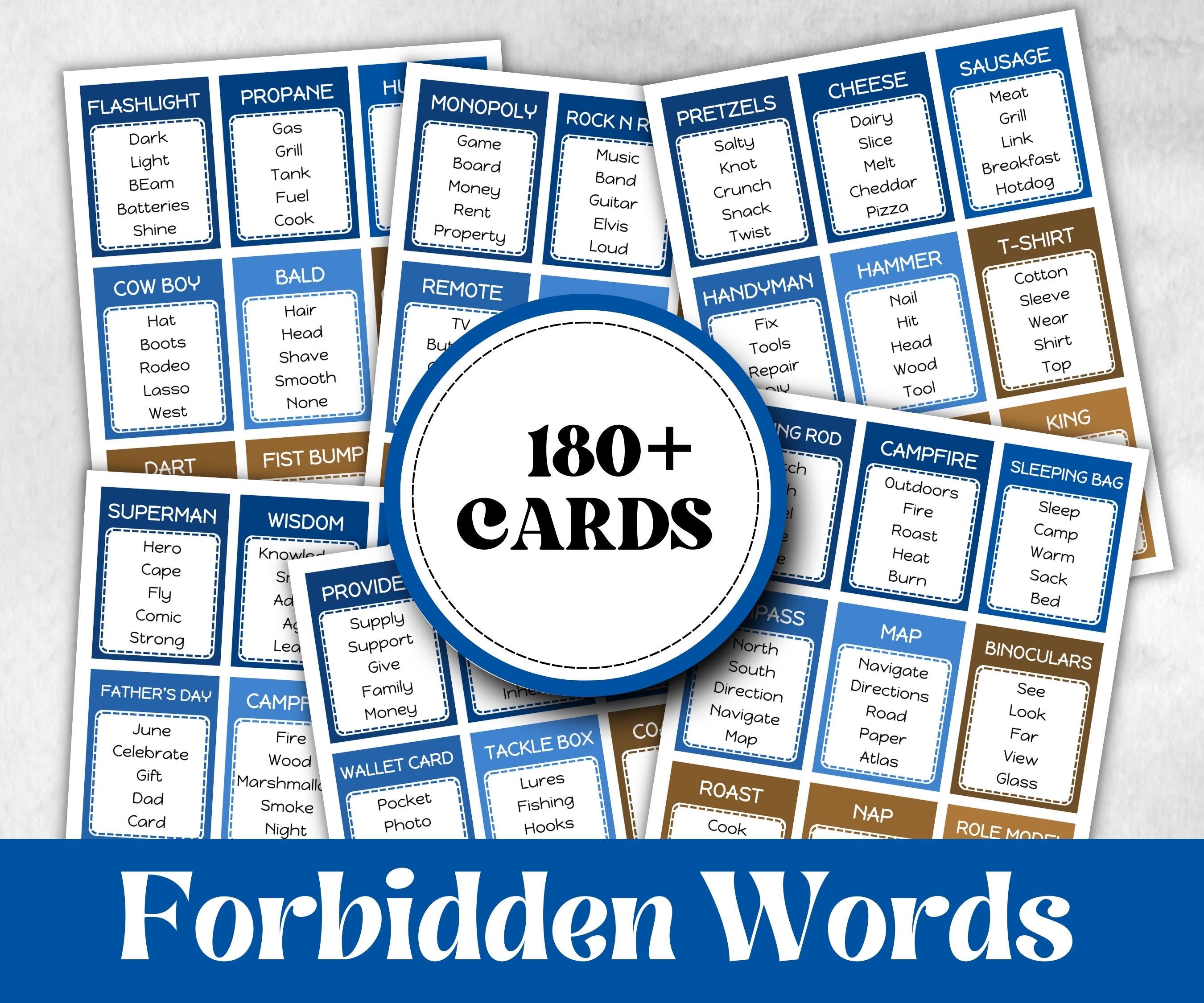 Dad Edition Forbidden Words, Fathers Day, Kindergarten esl activity, Word Ban, Family Game Night, Homeschool, Birthday Gift, All About Daddy