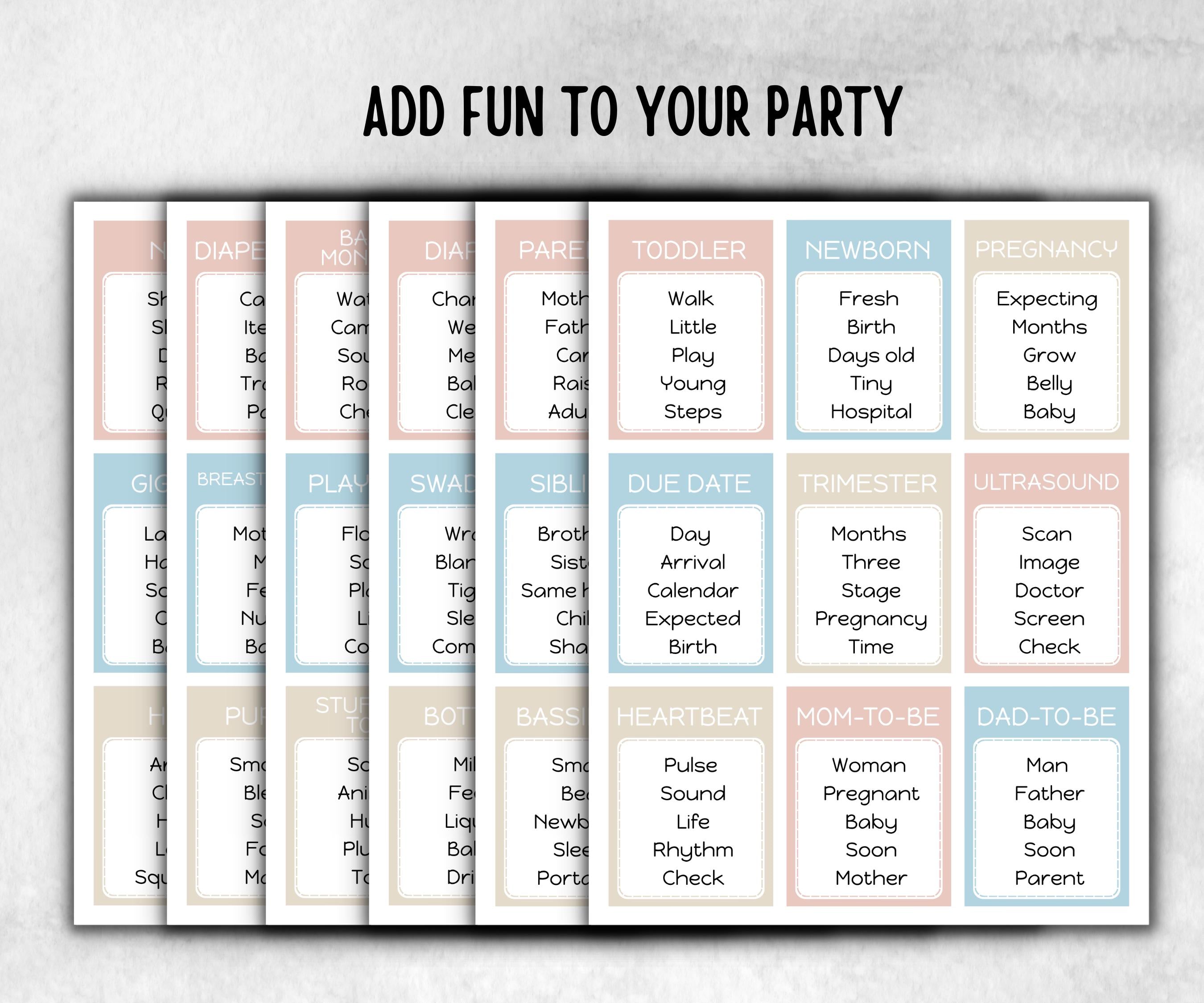 Baby Shower Forbidden Words, Pastel Shower Game, Spring Ladies Brunch, Coed Pregnancy Game, Girl Boy Funny Shower, expecting mom dad gift
