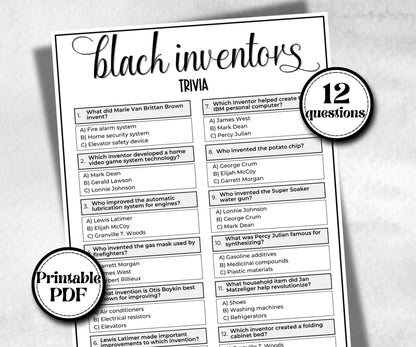 Black inventors trivia, famous African American, Black Culture riddles, inspirational, summer icebreaker party, community bbq quiz,