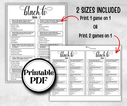 Black tv Trivia, African American, Black Culture tv quiz, Movie Game Night, summer bbq icebreaker party, popcorn game, family game night