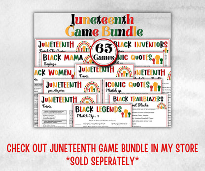 Printable Juneteenth Trivia, kids educational game, african american, trivia game night, black history, black culture celebration, classroom