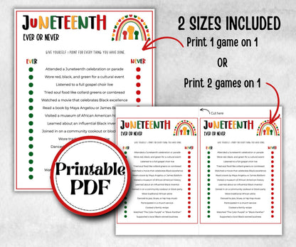 Juneteenth Ever Or Never, kid party game, african american family game night, black history, black culture celebration, black family reunion