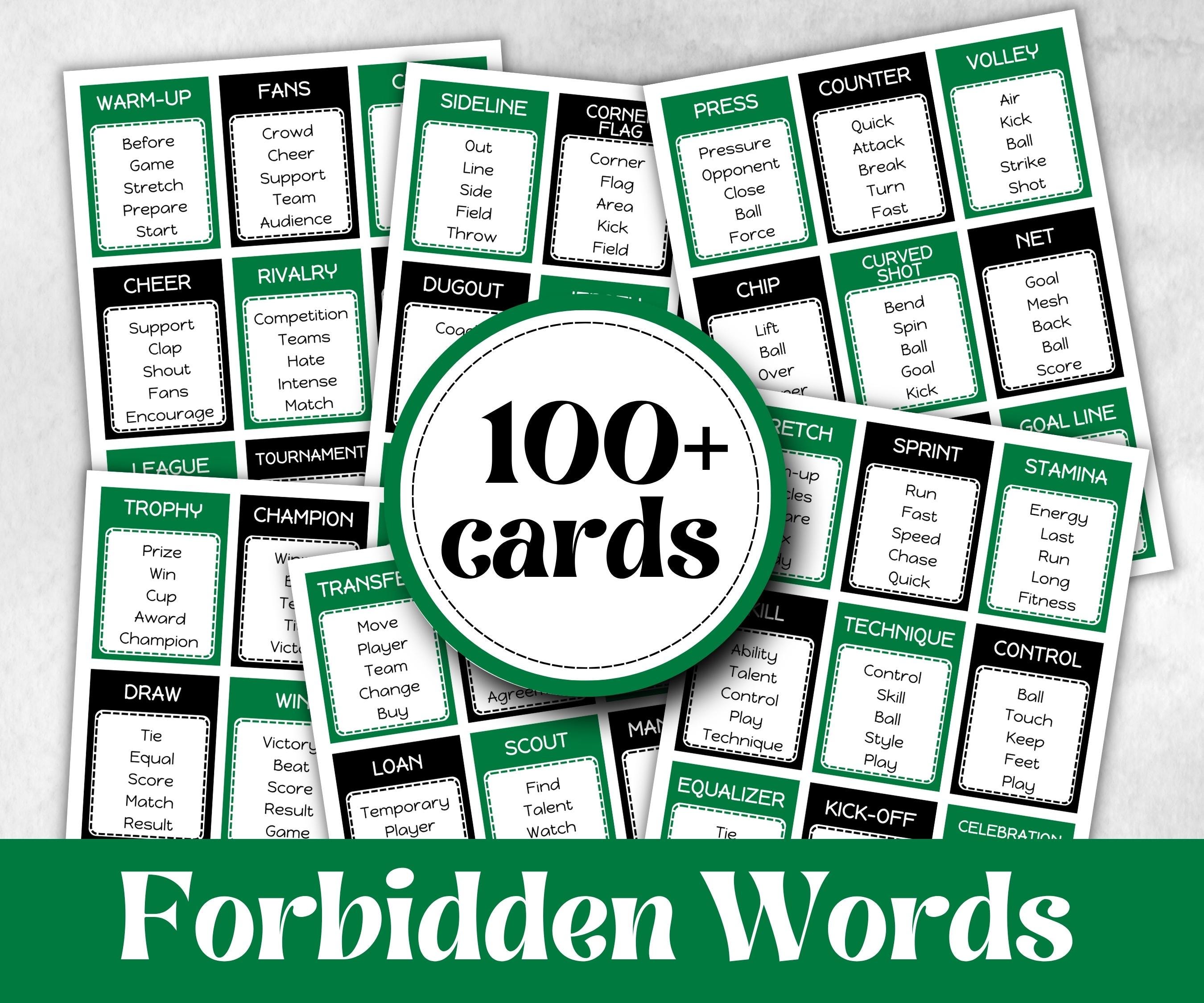 Soccer Forbidden Words, Boy Girl Birthday activity, Kindergarten esl activity kids, Word Ban, Homeschool Activity, vocabulary, Soccer Trivia