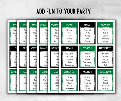 Soccer Forbidden Words, Boy Girl Birthday activity, Kindergarten esl activity kids, Word Ban, Homeschool Activity, vocabulary, Soccer Trivia