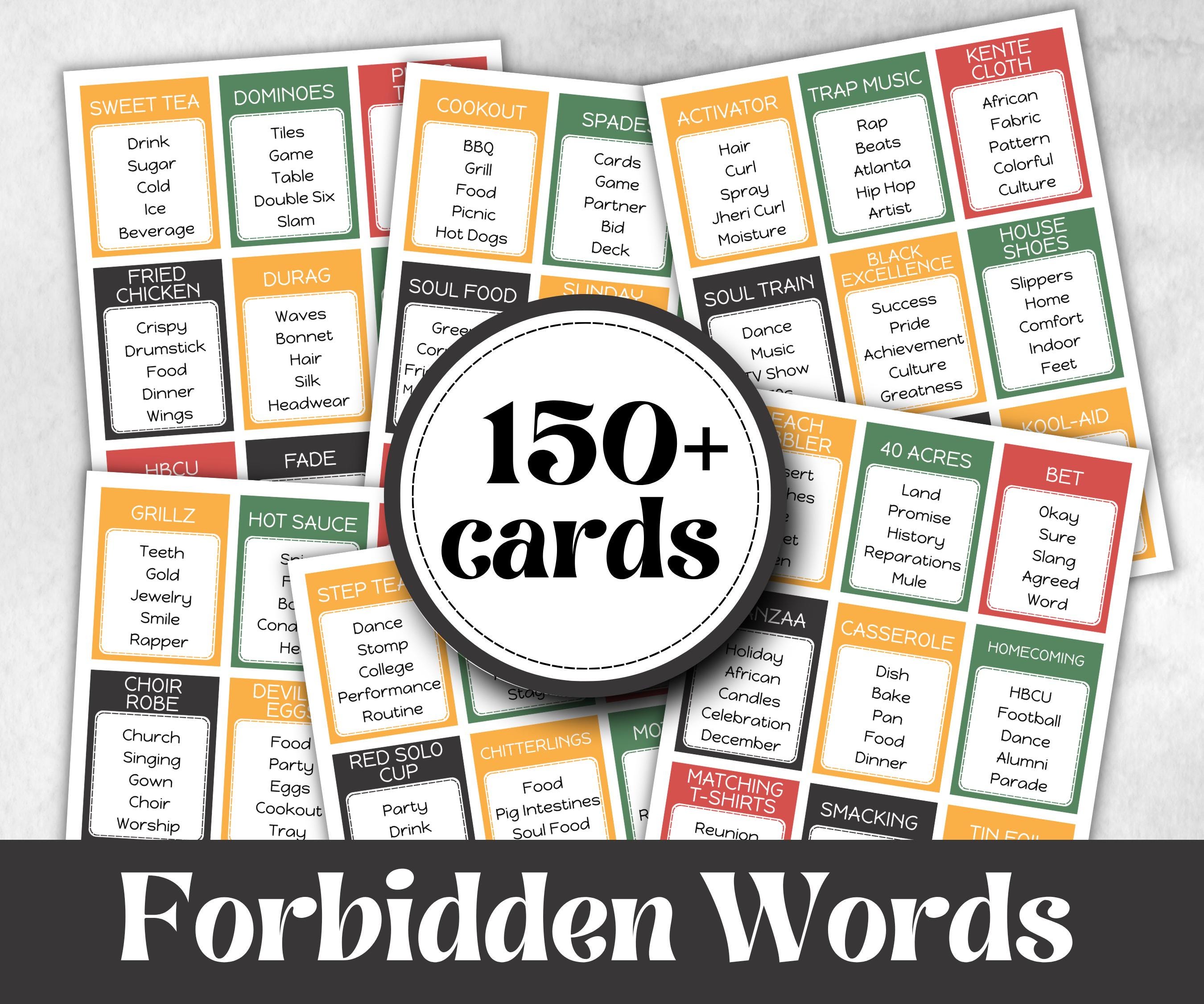 Black Family Forbidden words, African American, Black Culture, Birthday icebreaker activity, community picnic, classroom activity, barbeque