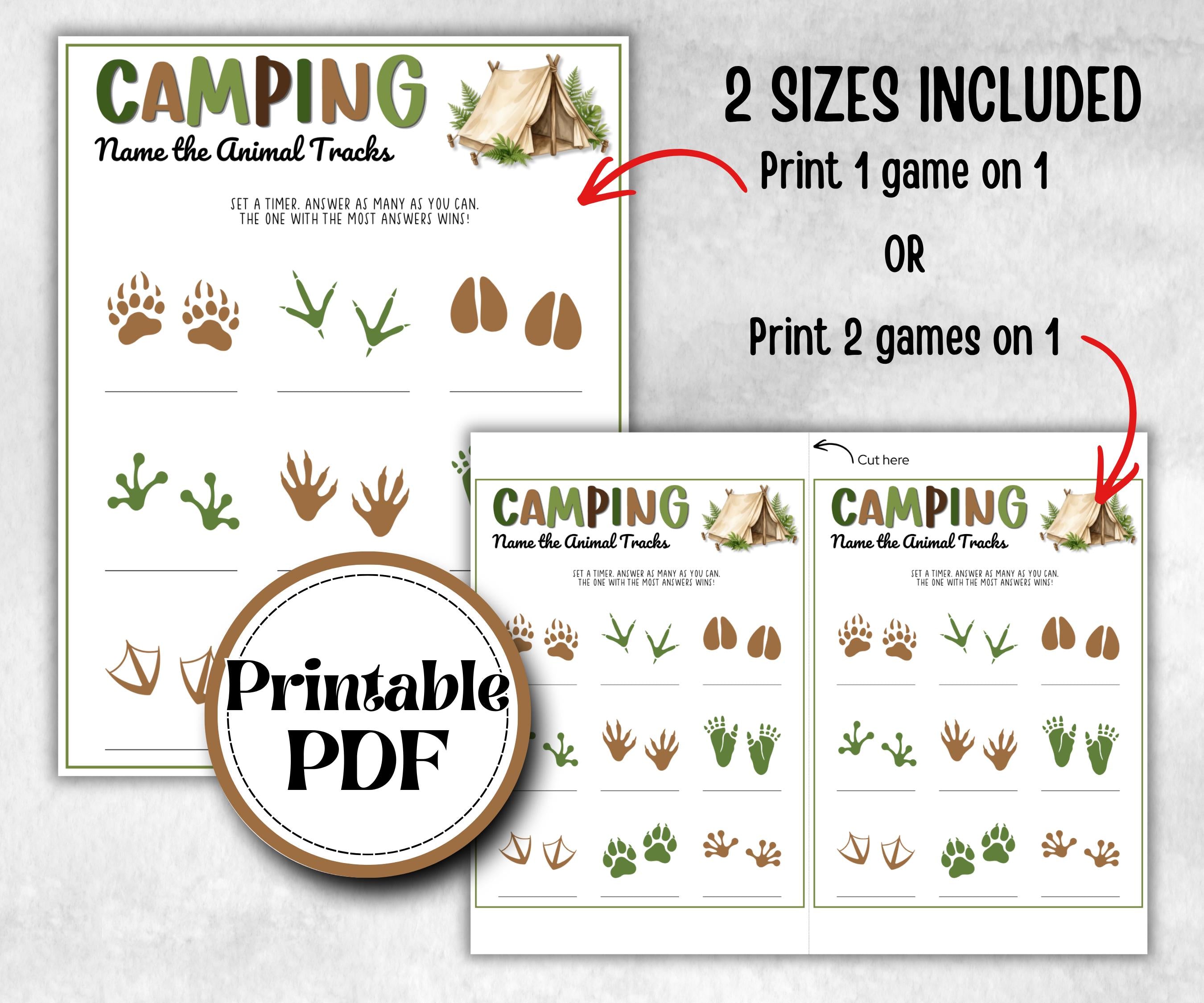 Camping Games Bundle, Nature Scavenger Hunt, summer fall spring winter camping, Trivia night, office team camping, camping themed birthday