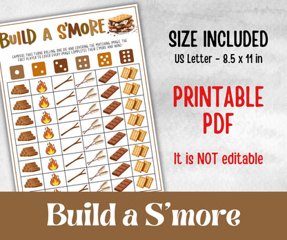 Build a S'more, Kids Classroom, Printable group party, campground, overnight camper, smore favor bag, church hiking travel, family reunion