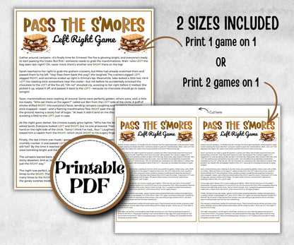 S'more Left Right, printable Gift Exchange story, gift passing poem, rhyme pass the gift, pass the present, pass the parcel, Pass the Smore