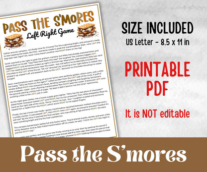 S'more Left Right, printable Gift Exchange story, gift passing poem, rhyme pass the gift, pass the present, pass the parcel, Pass the Smore