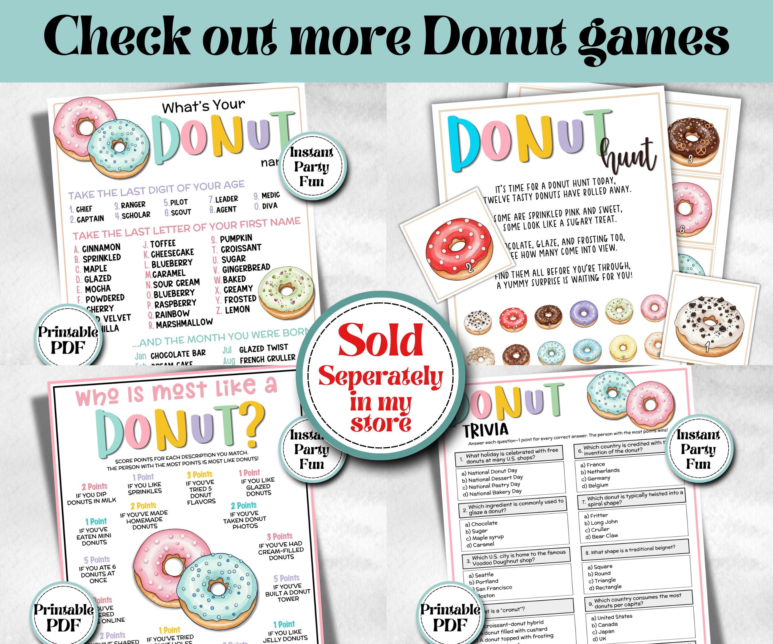 Donut Scavenger Hunt for kids, backyard hunt, Sweet and treats, themed birthday, tea party, spring yard games, garden party icebreaker ideas