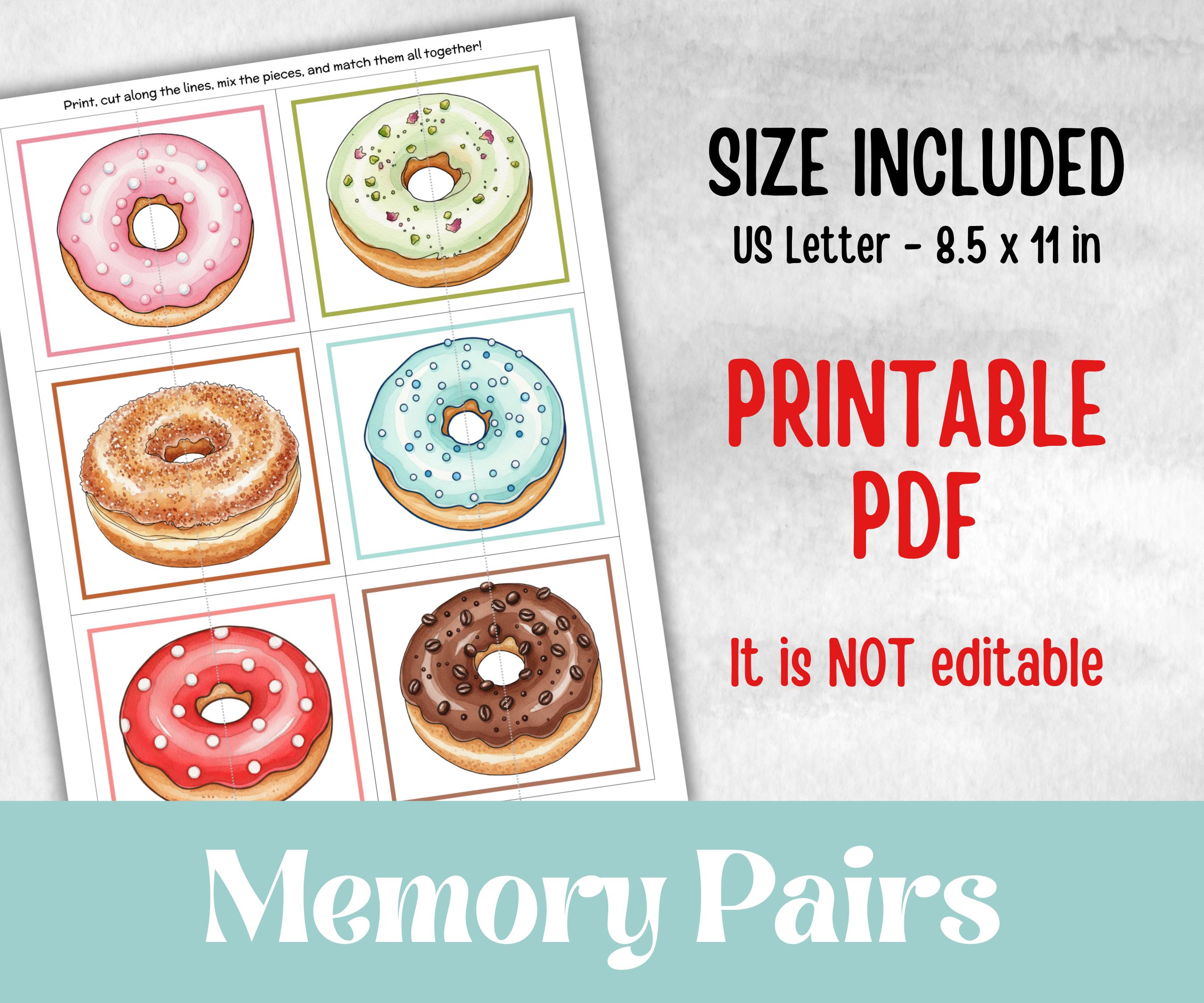 Donut Matching Game, Match The Donuts Halves, Symmetry Puzzles, Toddler Homeschool Educational, garden tea party, spring yard, teaching game