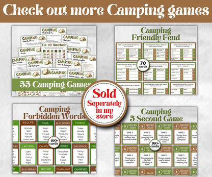 Camping Jeoparty, Trivia game night, office team camping, camping themed birthday, outdoor yard group party, youth group, hiking fun games