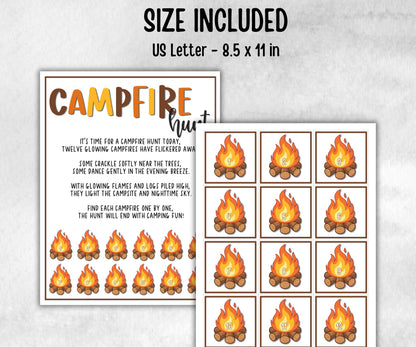 Campfire Scavenger Hunt, fire pit activities, Printable outdoor treasure hunt, backyard bbq, summer campfire, boy girl scout, campground